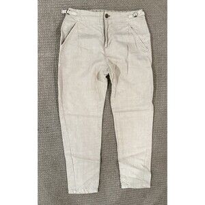 Pas de Calais Paris Cream Linen High Rise Straight Leg Pants Women’s 36 Us 6